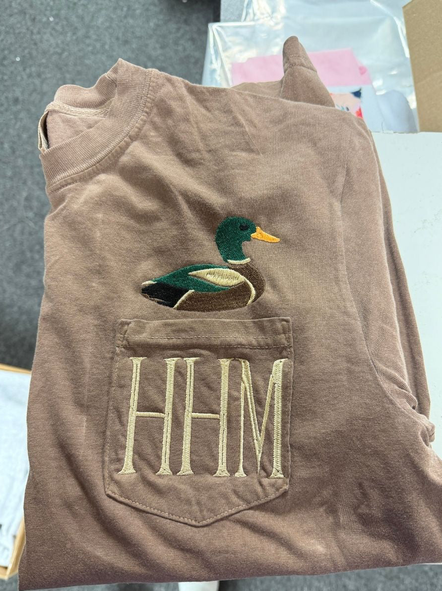 Mallard Pocket Tee Initials CUST77 Embroidery Tee
