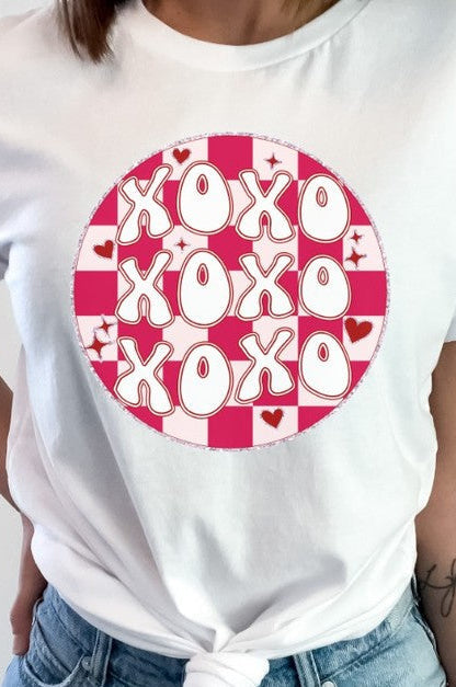 XOXO Checkered Circle Sublimation Tee