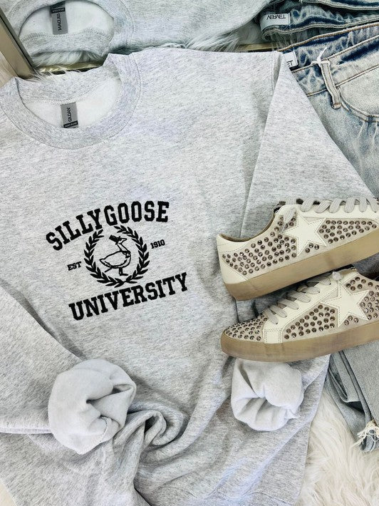 Silly Goose University Embroidered Sweatshirt