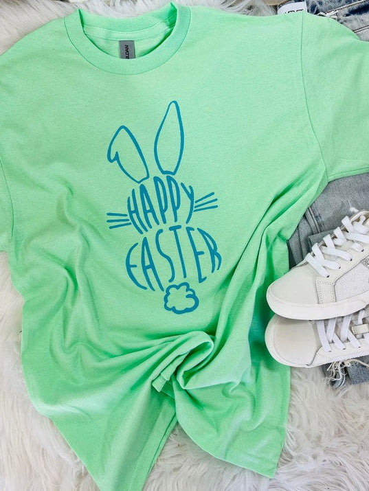 Happy Easter Yellow Tall Bunny Tail Puff Top