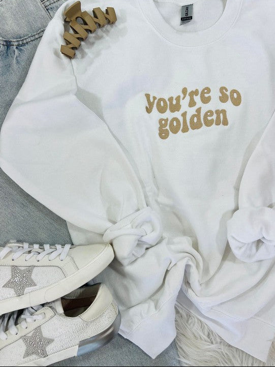 You're So Golden Retro Wave Embroidered Sweatshirt