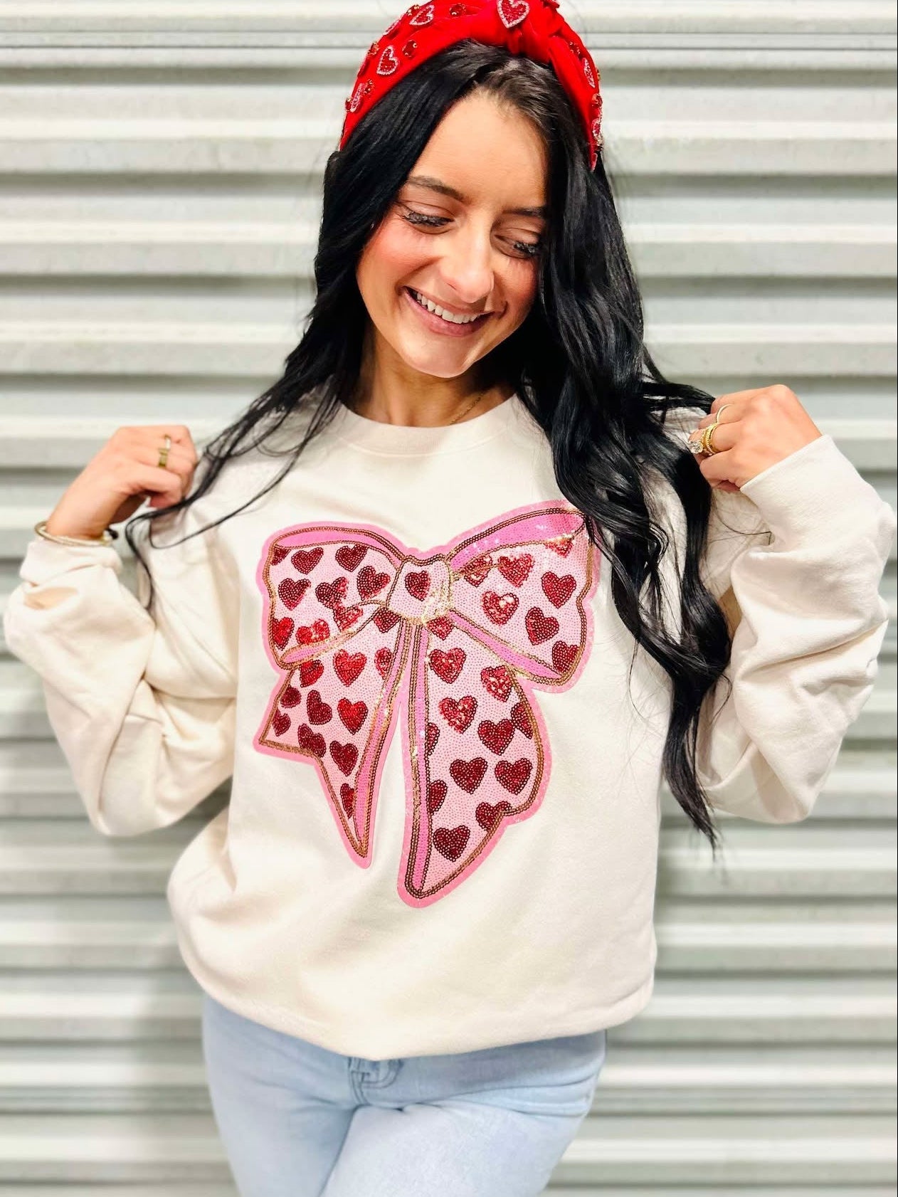 Heart Bow Sequin Patches