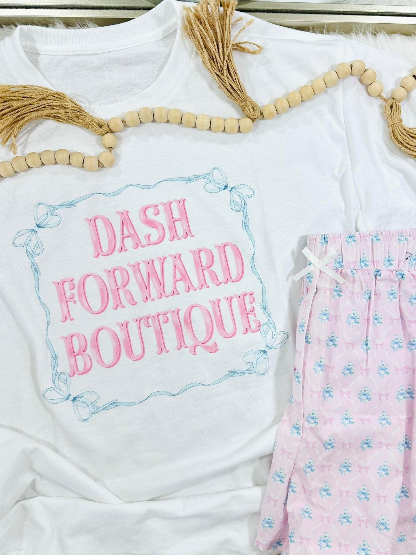 Custom Blue Bow Frame DTF Graphic Top
