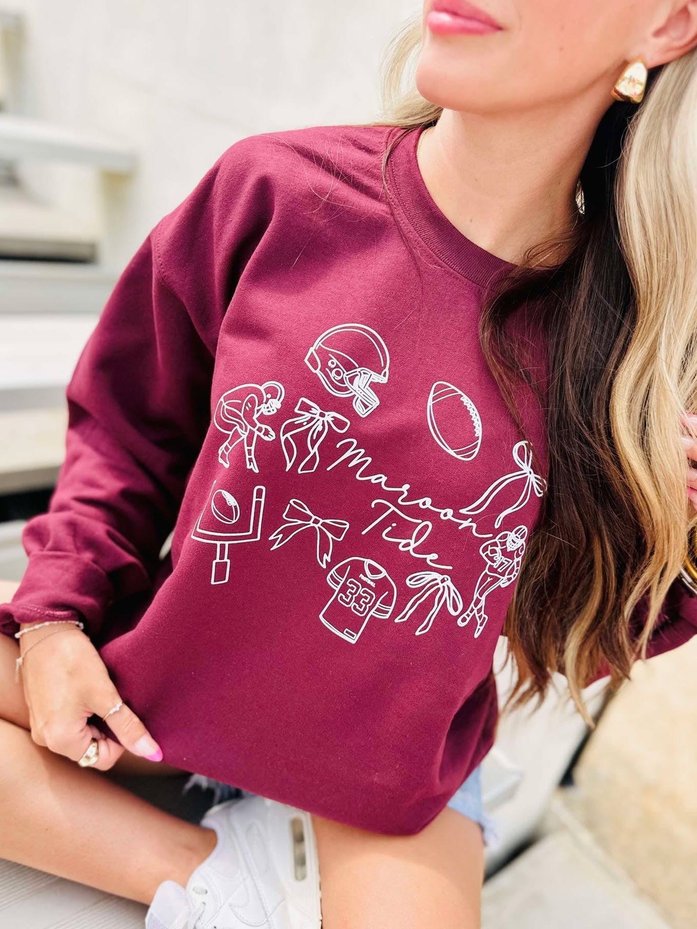 Custom Whimsy Football Collage Graphic Sweatshirt
