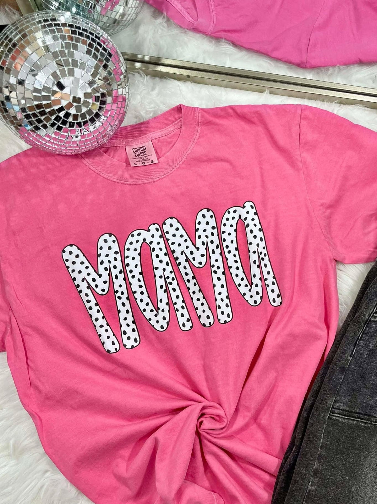 Mama Title Polka Dot DTF Graphic Top