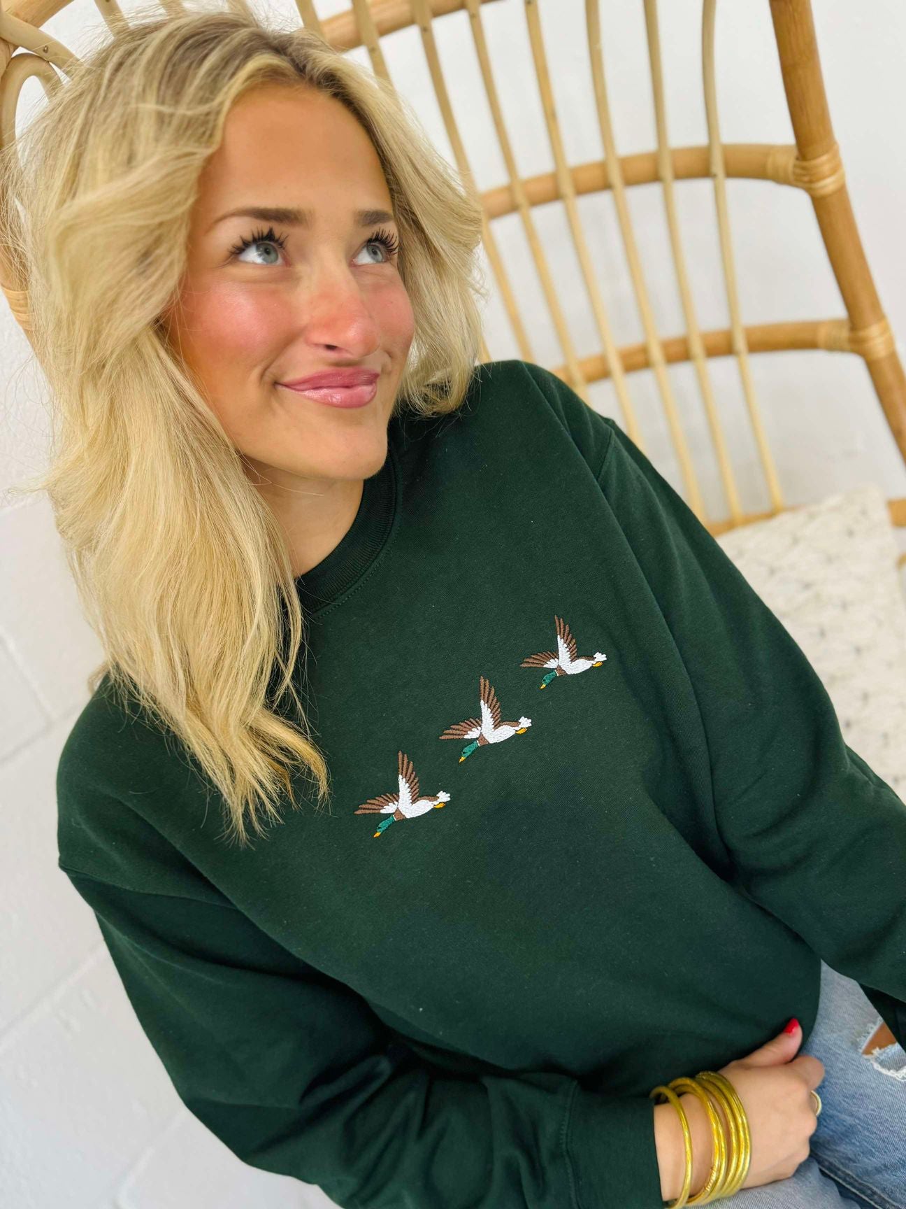 Mallard Duck Trio Embroidered Sweatshirt