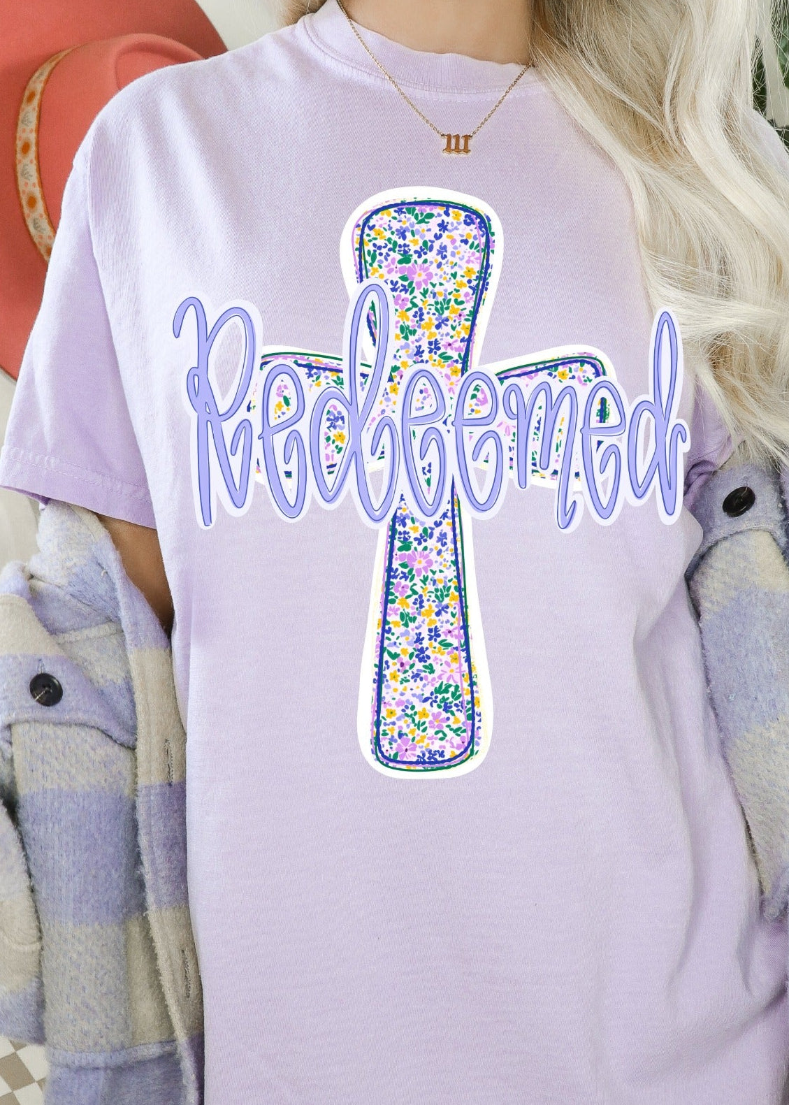 Redeemed Floral Cross DTF Tee