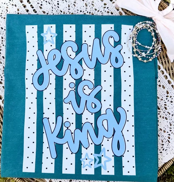 Jesus Is King Stripe and Dots DTF Graphic