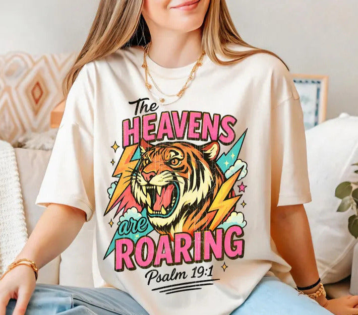 Heavens Are Roaring Tiger Psalm 19 DTF Graphic