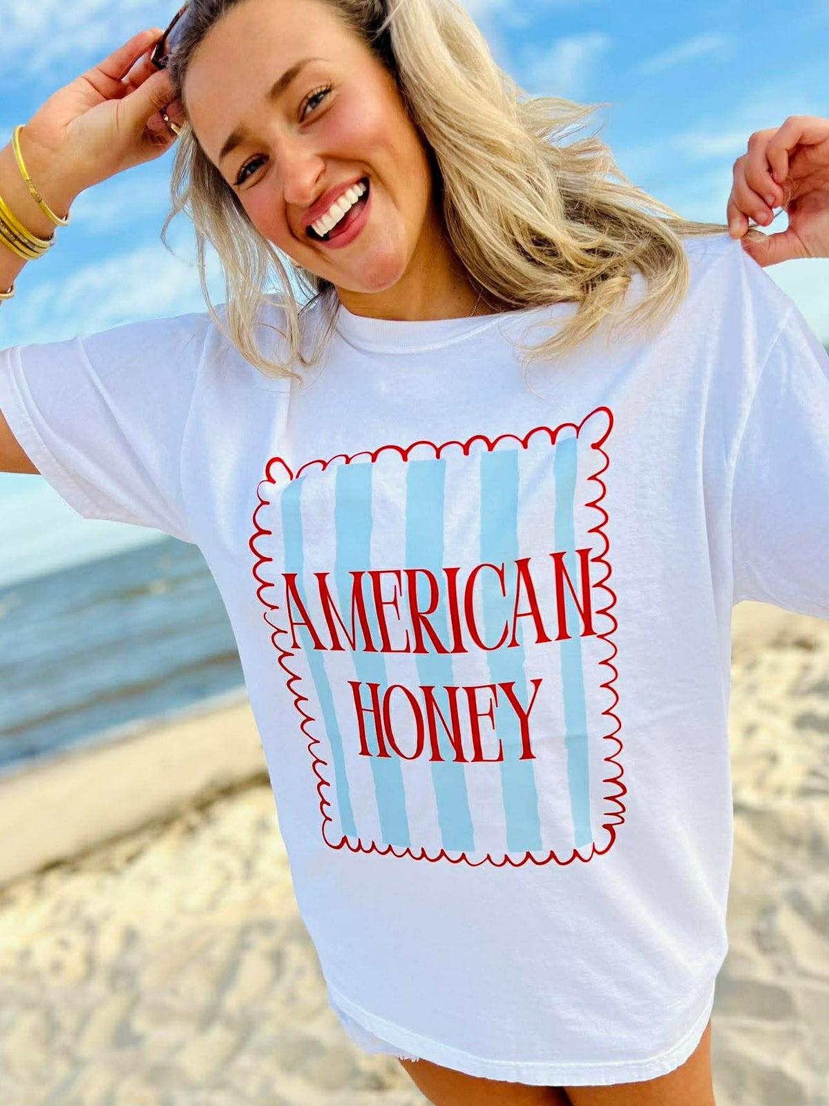 American Honey JULY43 DTF Striped Top