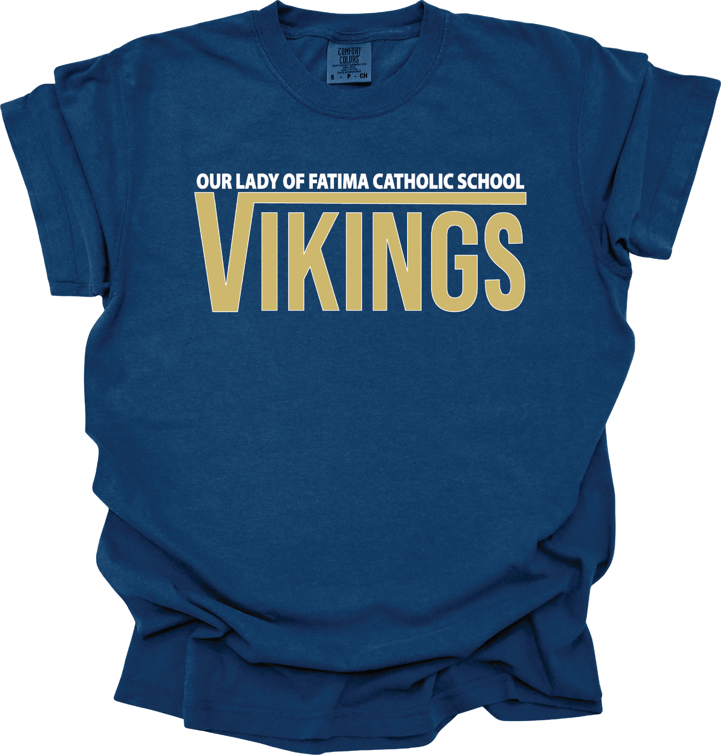 Adult Size OLFCS Classic Vikings Tee With White and Gold Logo