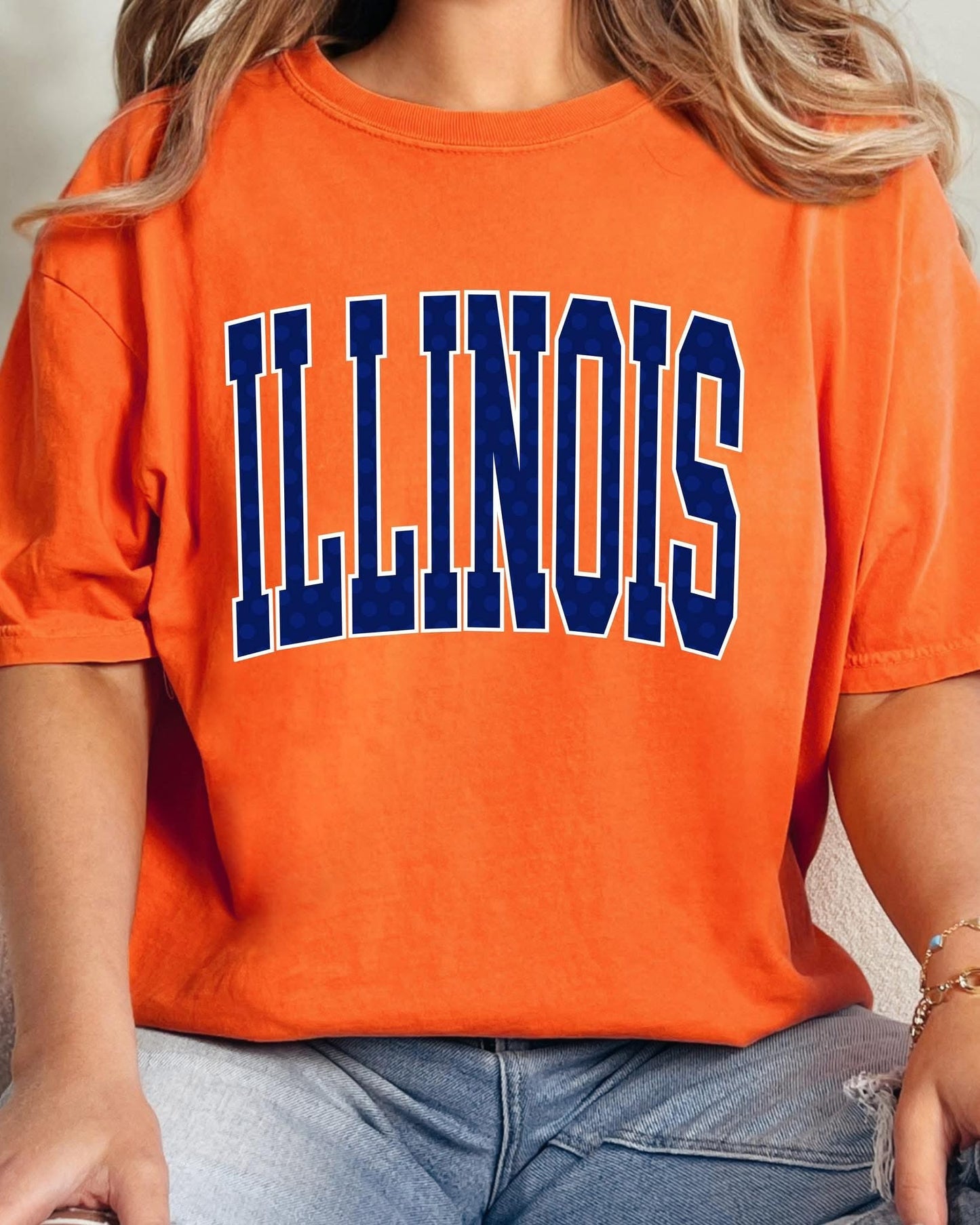Custom40 Bold Varsity Font Polka Dot DTF Top