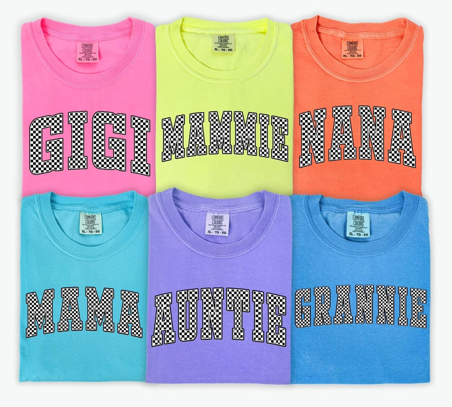 Mama Custom Checkered Varsity Curved DTF Design