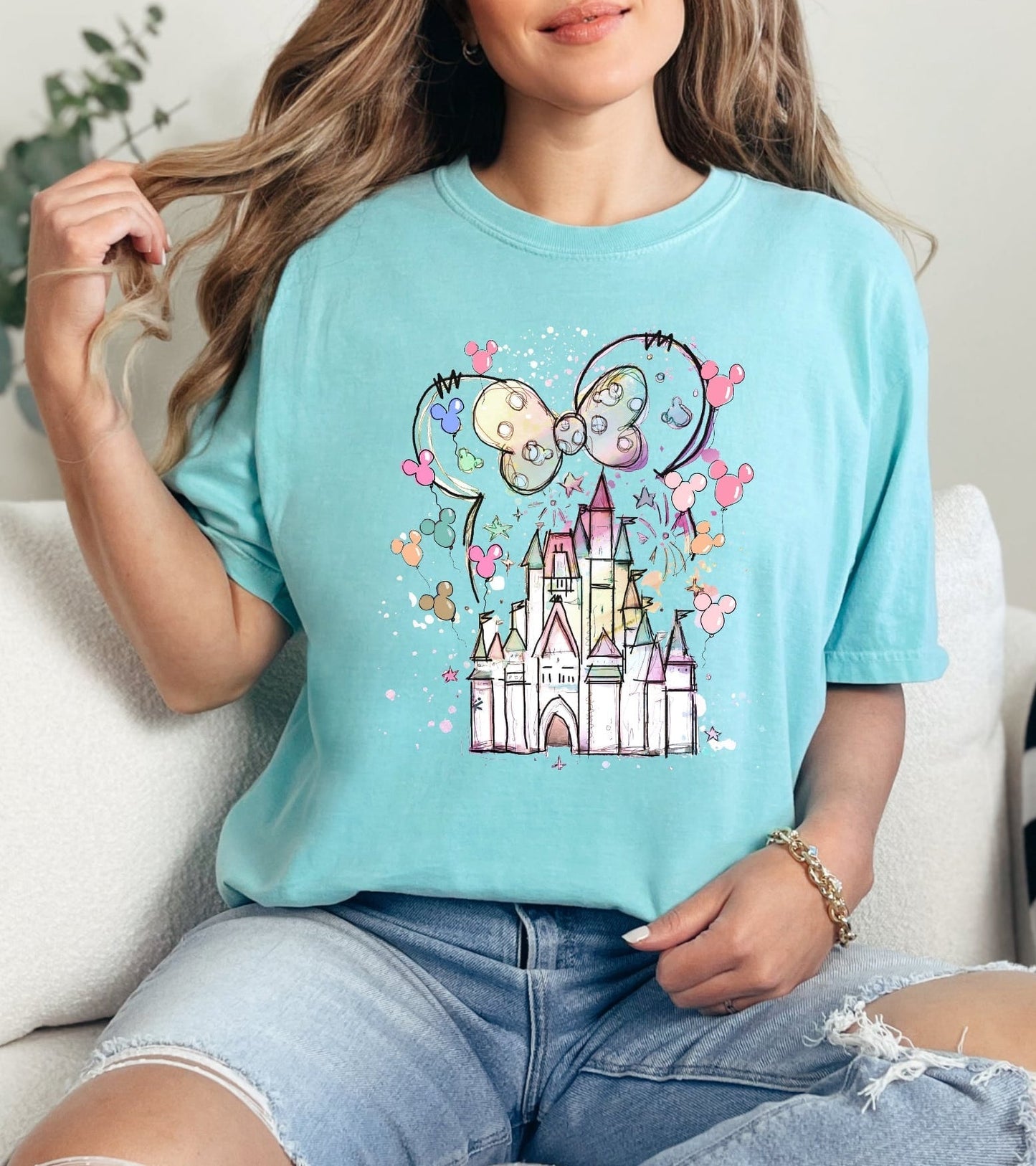 Water Color Mouse Castle DTF Apparel
