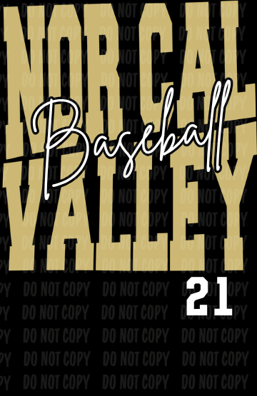 Design 21 - Nor Cal Baseball Valley Script Gold | Adult