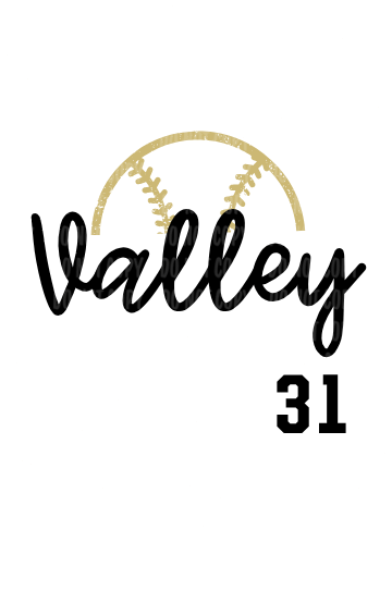 Design 31 - Valley Script Baseball Half | Adult