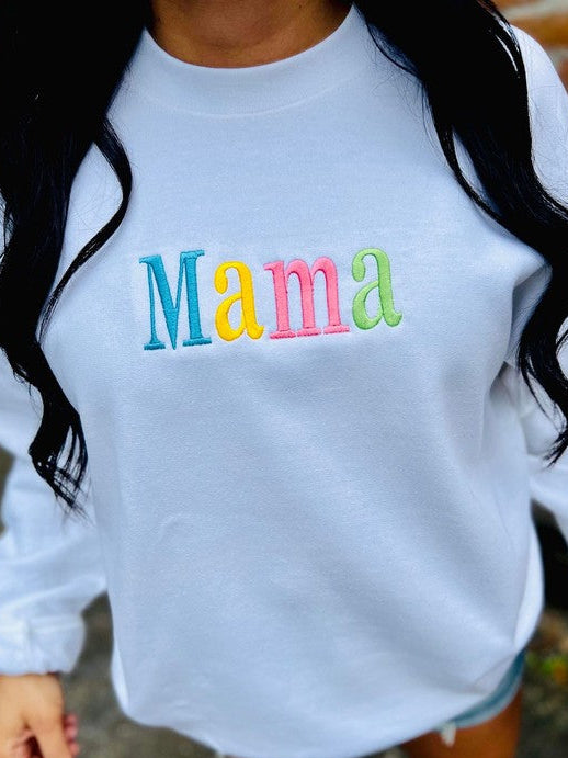 Mama Rainbow Embroidered Sweatshirt