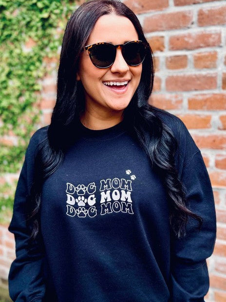 Dog Mom Wave Embroidered Sweatshirt