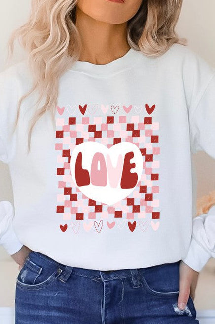 Love and Hearts Checkered Sublimation Tee