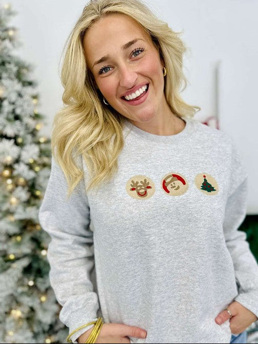 Christmas Cookie Trio Embroidered Sweatshirt