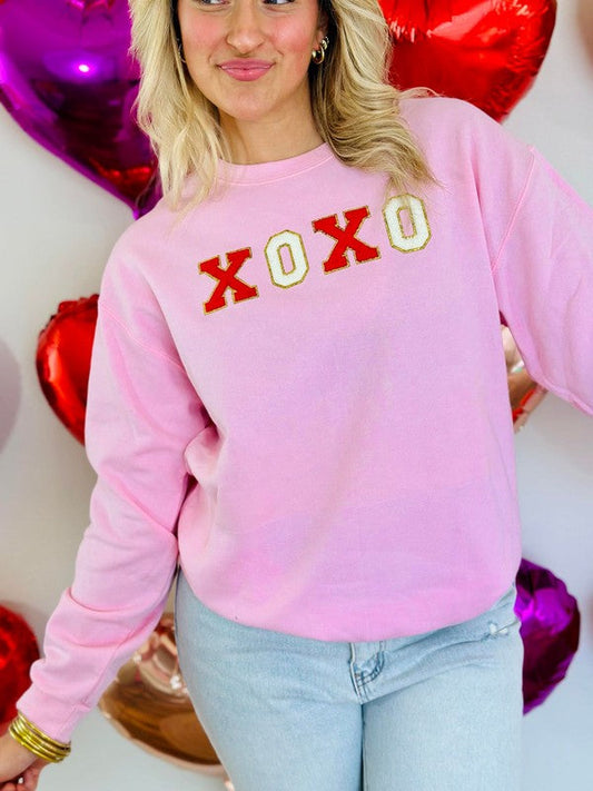 XOXO Chenille Patch Valentine's Day Sweatshirt