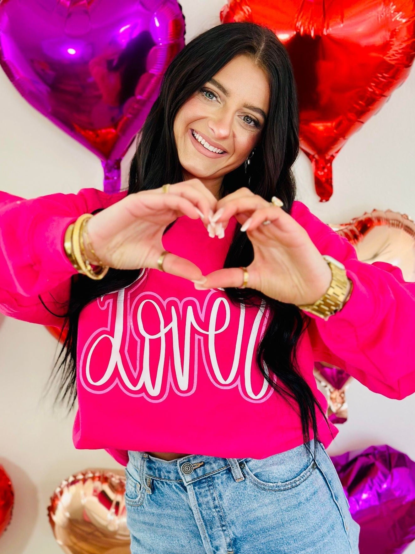 Lover Cursive Double Puff Glitter Vinyl Sweatshirt