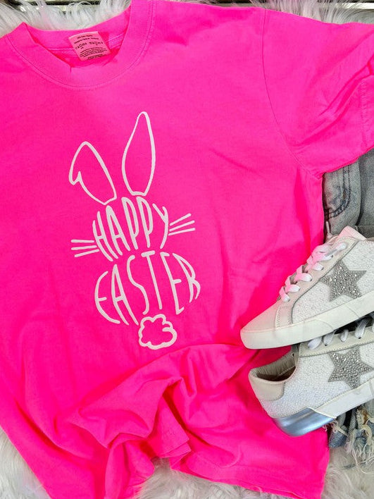 Happy Easter Yellow Tall Bunny Tail Puff Top