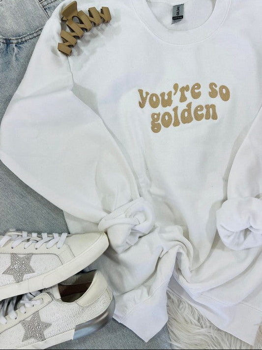 You're So Golden Retro Wave Embroidered Sweatshirt