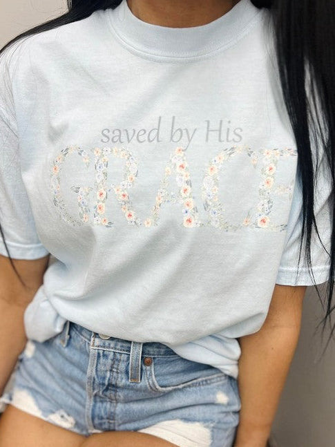 Saved By His Grace Elegant Floral Tee