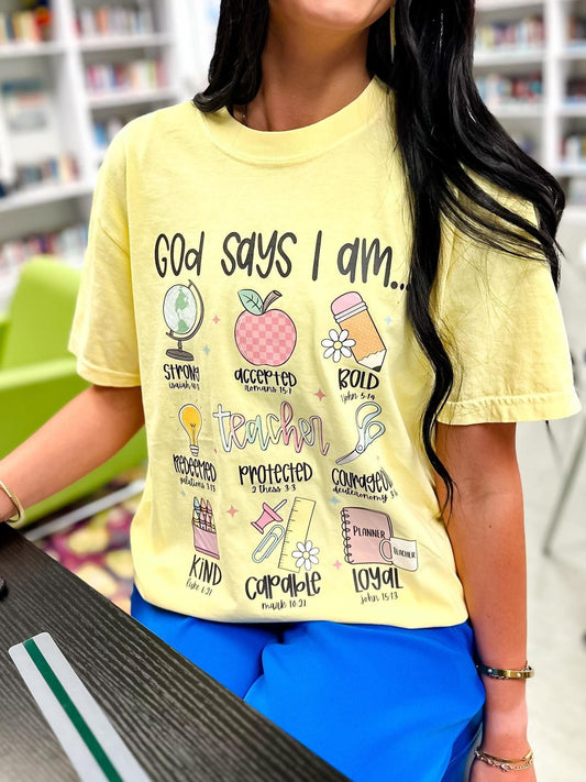 God Say's I Am Teacher Things DTF Top