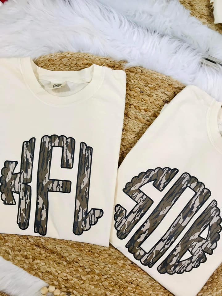 Bottomland Camo Initials Custom DTF Top
