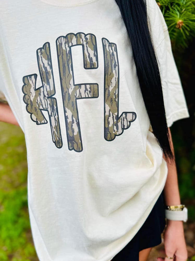 Bottomland Camo Initials Custom DTF Top