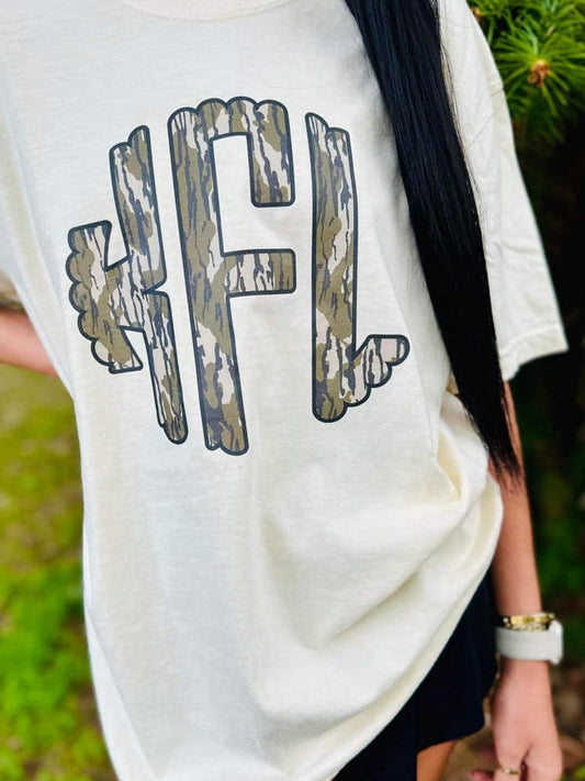Bottomland Camo Initials Custom DTF Top