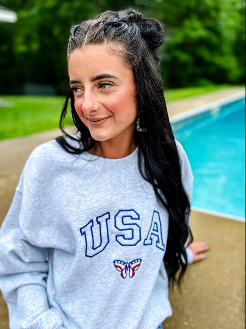 Varsity USA Butterfly Embroidered Sweatshirt