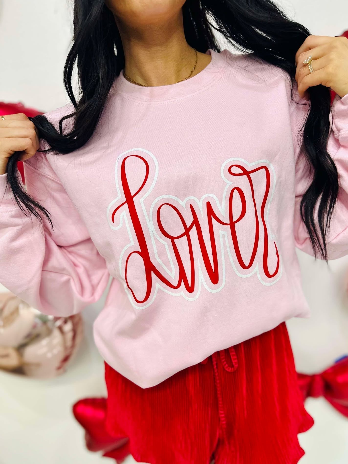 Lover Cursive Puff/Glitter Vinyl Sweatshirt