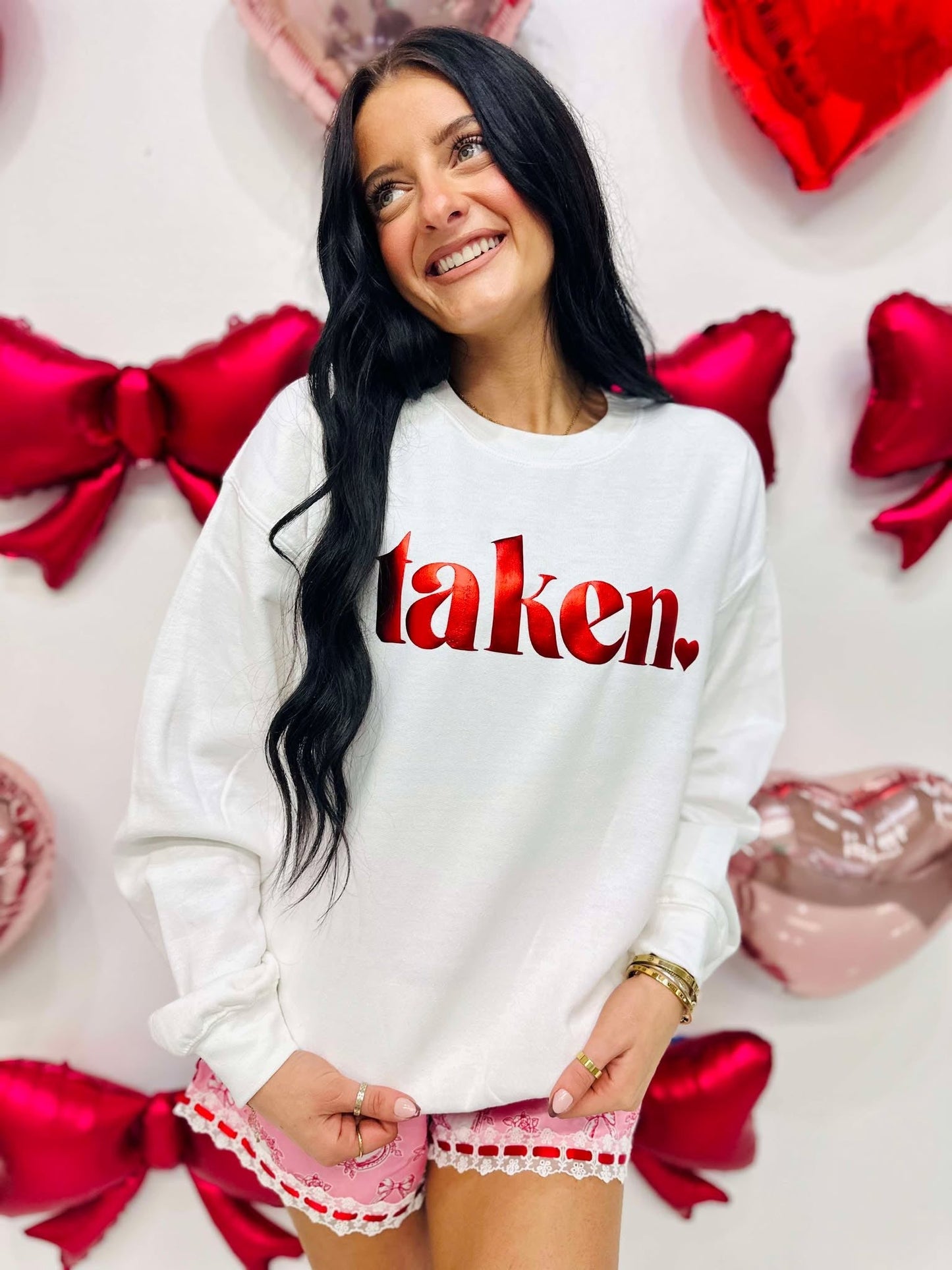 Taken Heart Simple Metallic Puff Sweatshirt