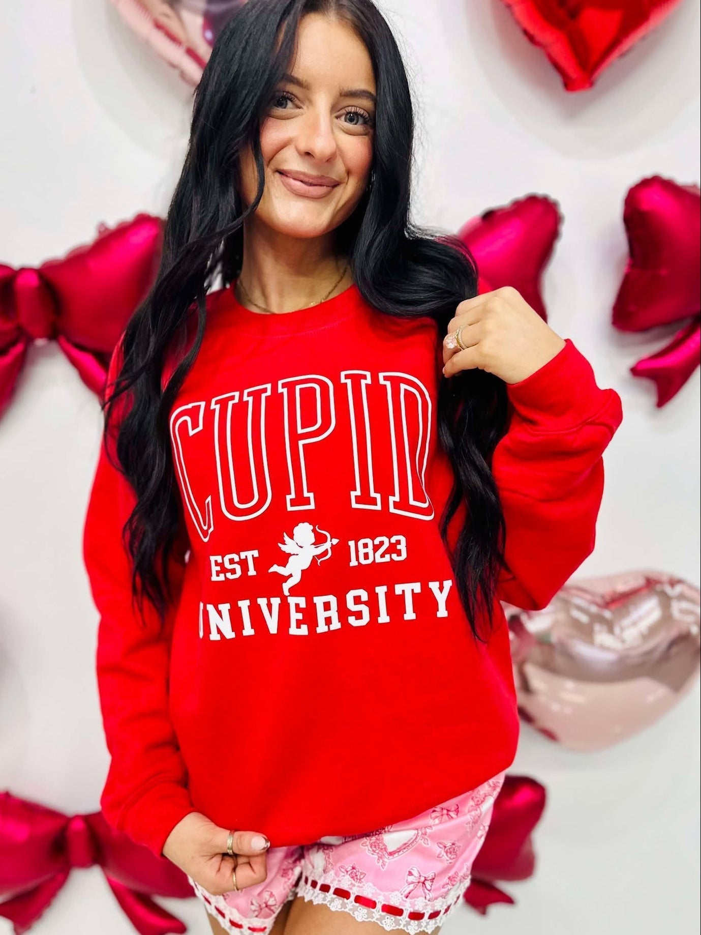 Cupid University Varsity Hollow Puff Sweatshirt