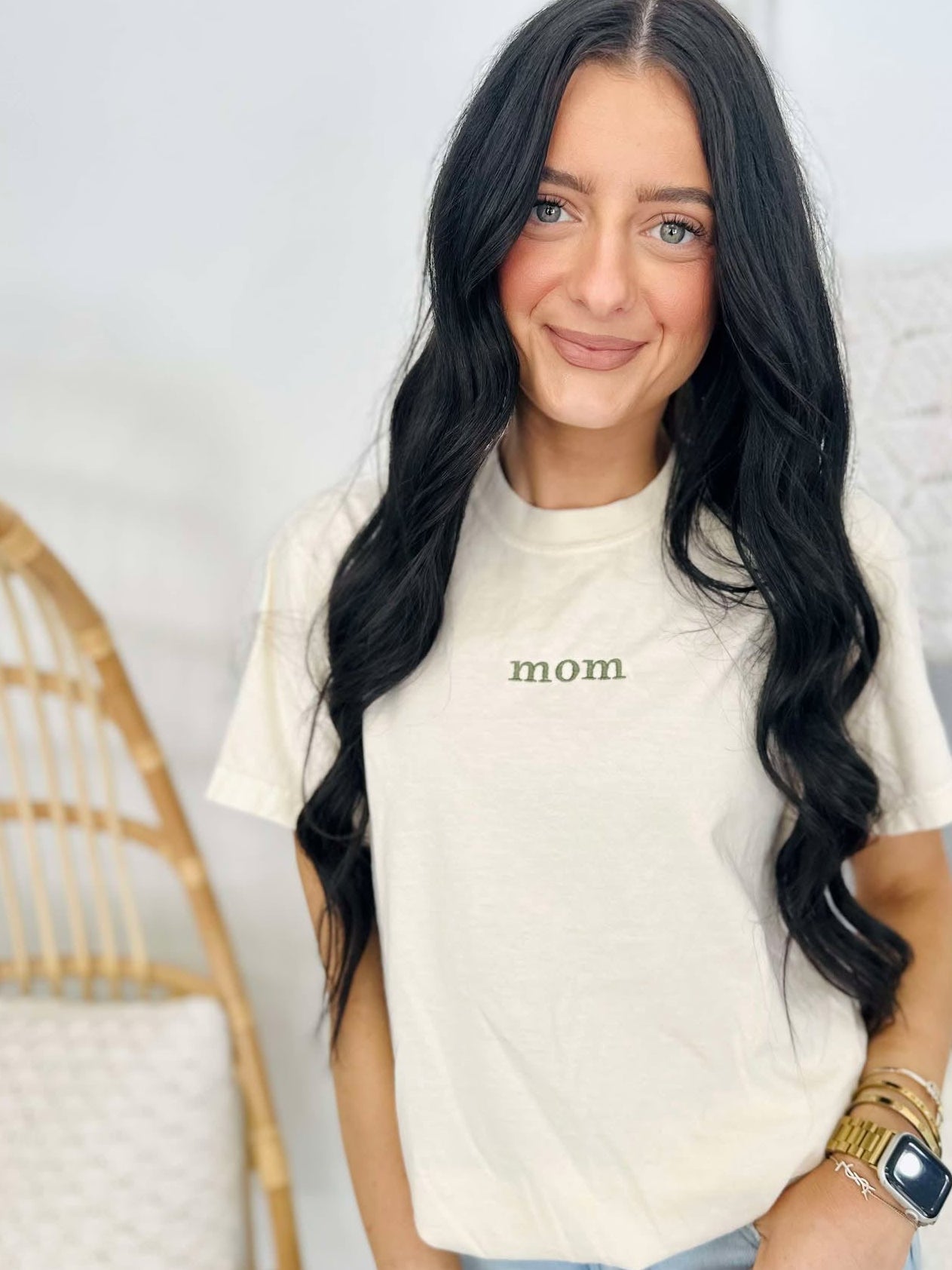 Mom. Simple Embroidered Tee