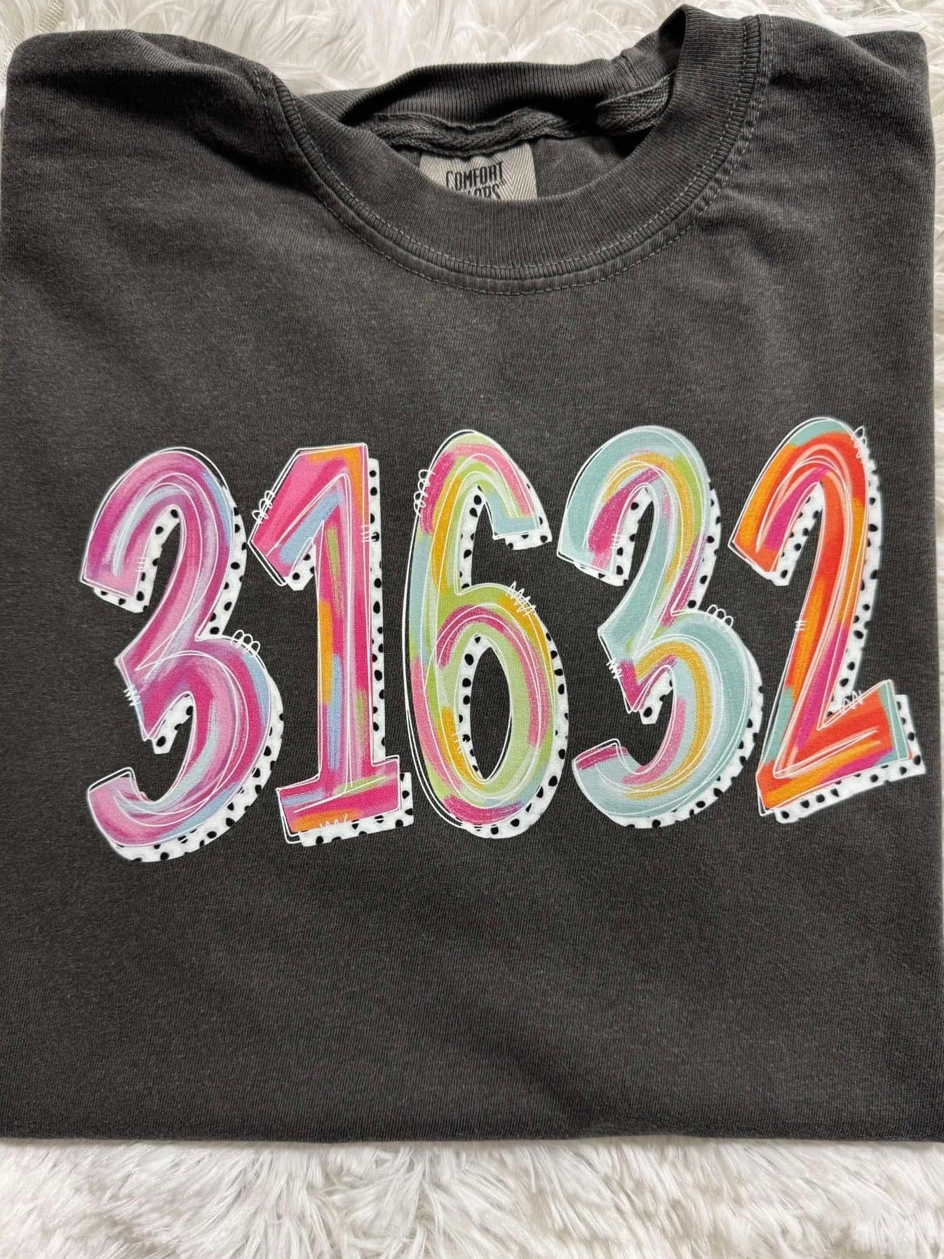 Custom Paint Brushed Zip Code DTF Tee