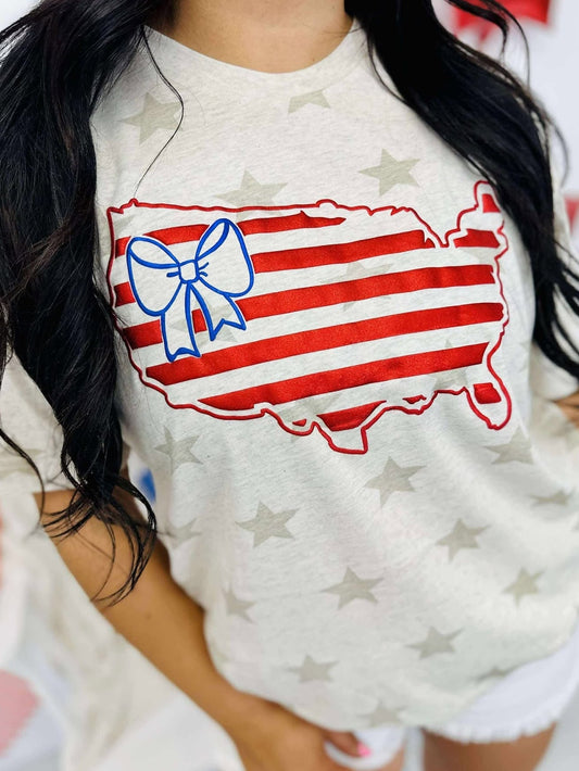 Fourth Of July America Puff Flag Graphic Design