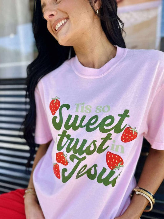 Tis So Sweet To Trust In Jesus Strawberry DTF Top
