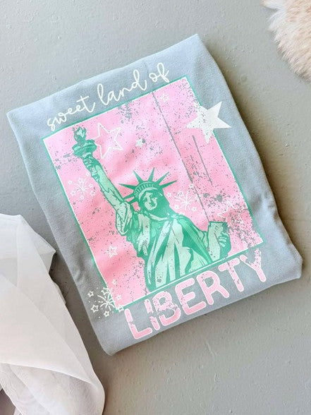 Sweet Land Of Liberty Pink DTF Tee