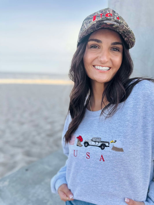 USA Trinkets Embroidered Graphic Sweatshirt