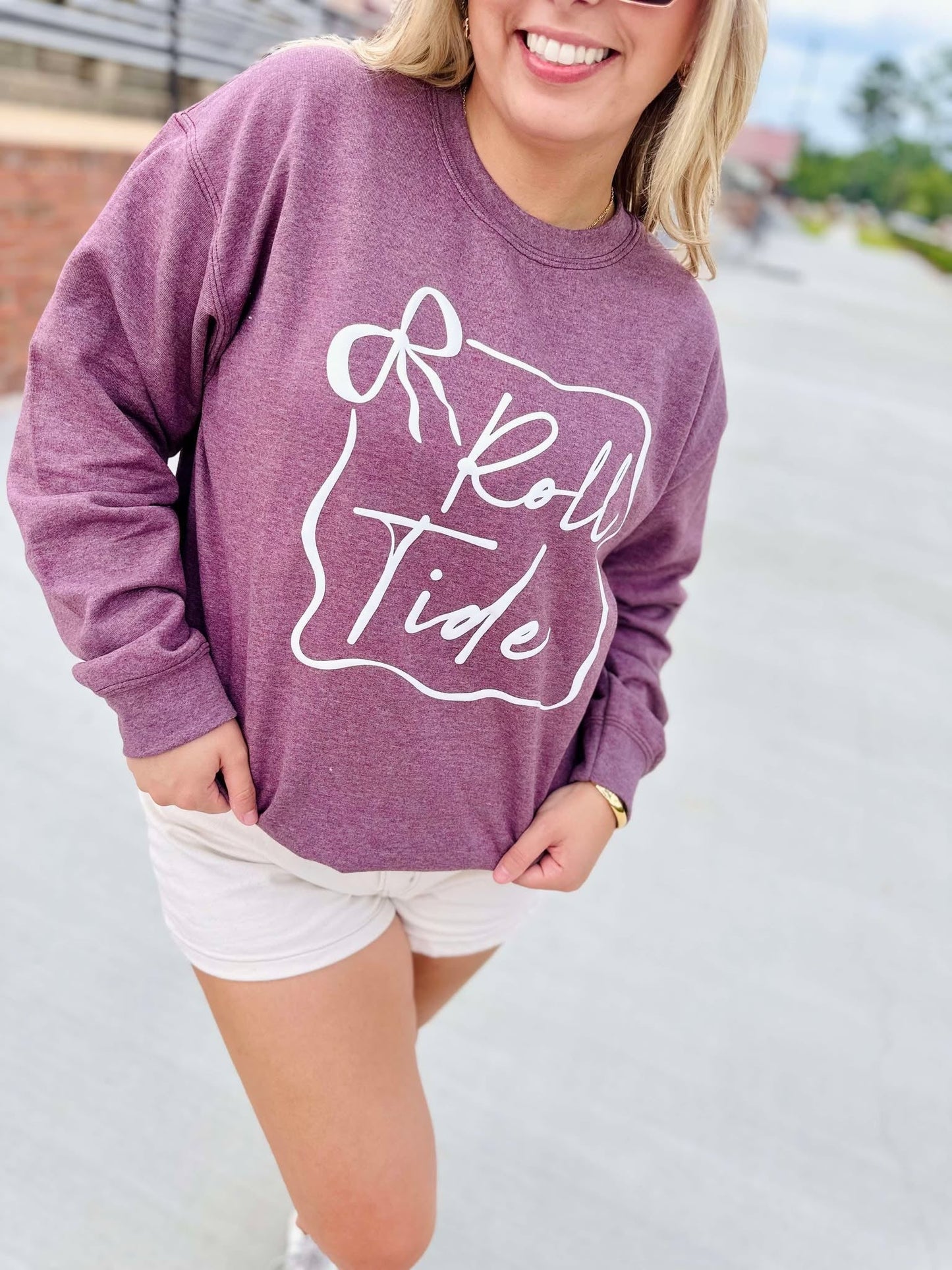 Custom School Puff Bow Frame Graphic Sweatshirt