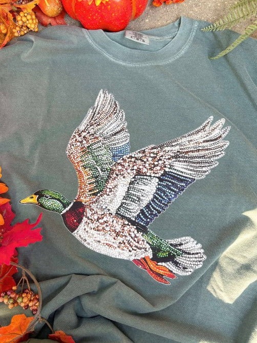 Faux Rhinestone Mallard Duck Hunting DTF Tee