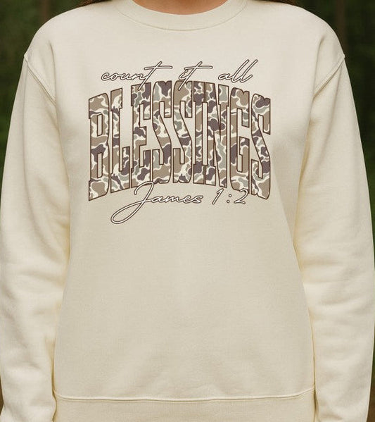 Count It All Blessings Camo DTF Sweatshirt