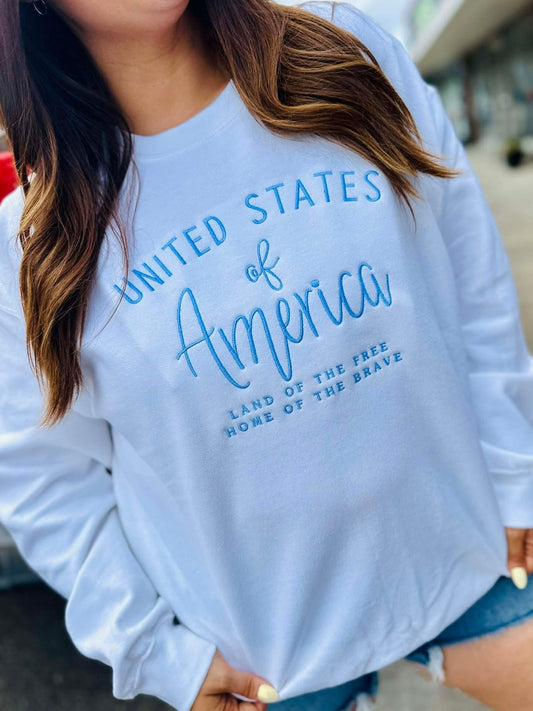 USA Land of the Free Embroidered Apparel