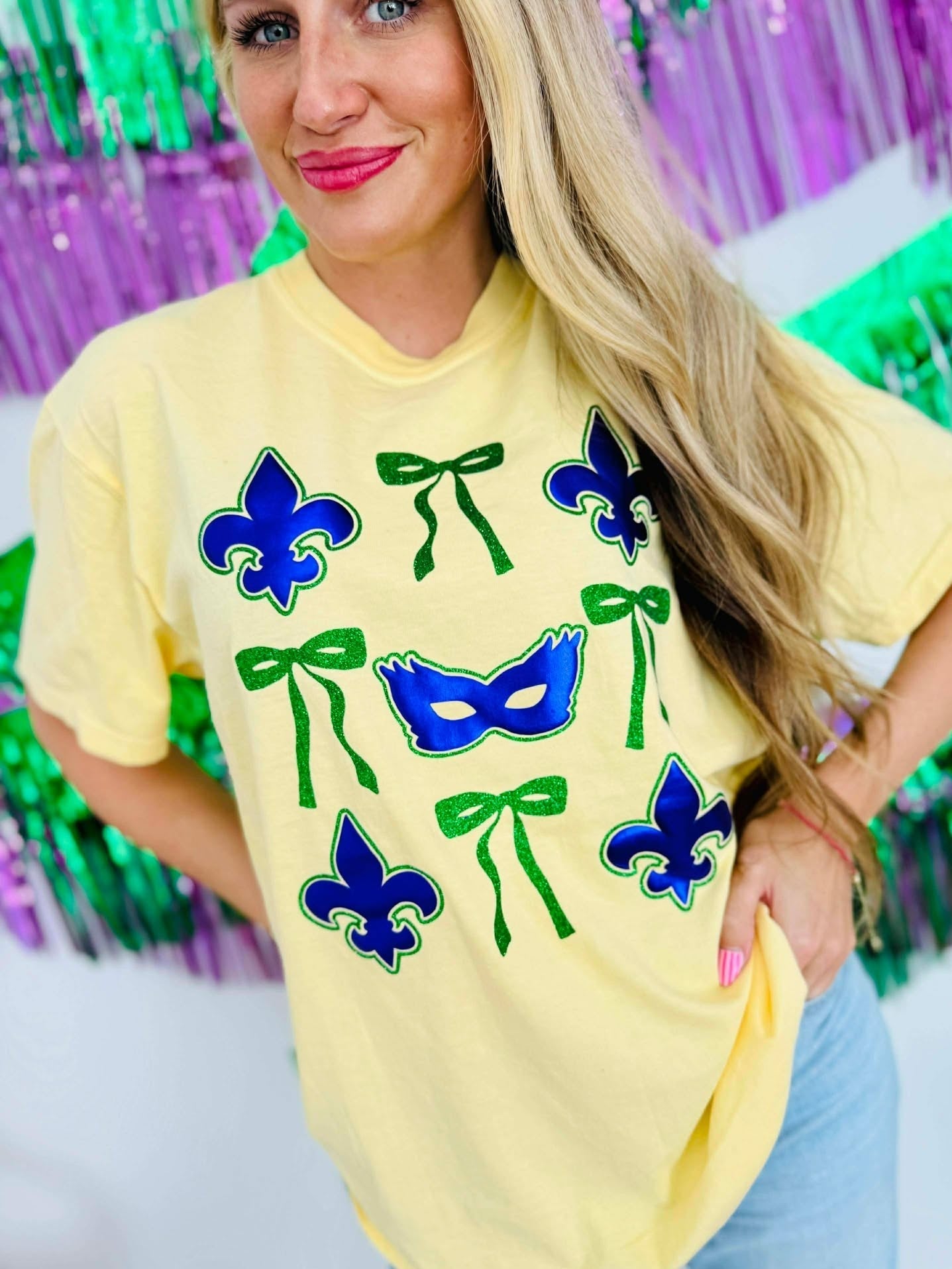 Mardi Gras Stack Puff And Glitter Vinyl Tee