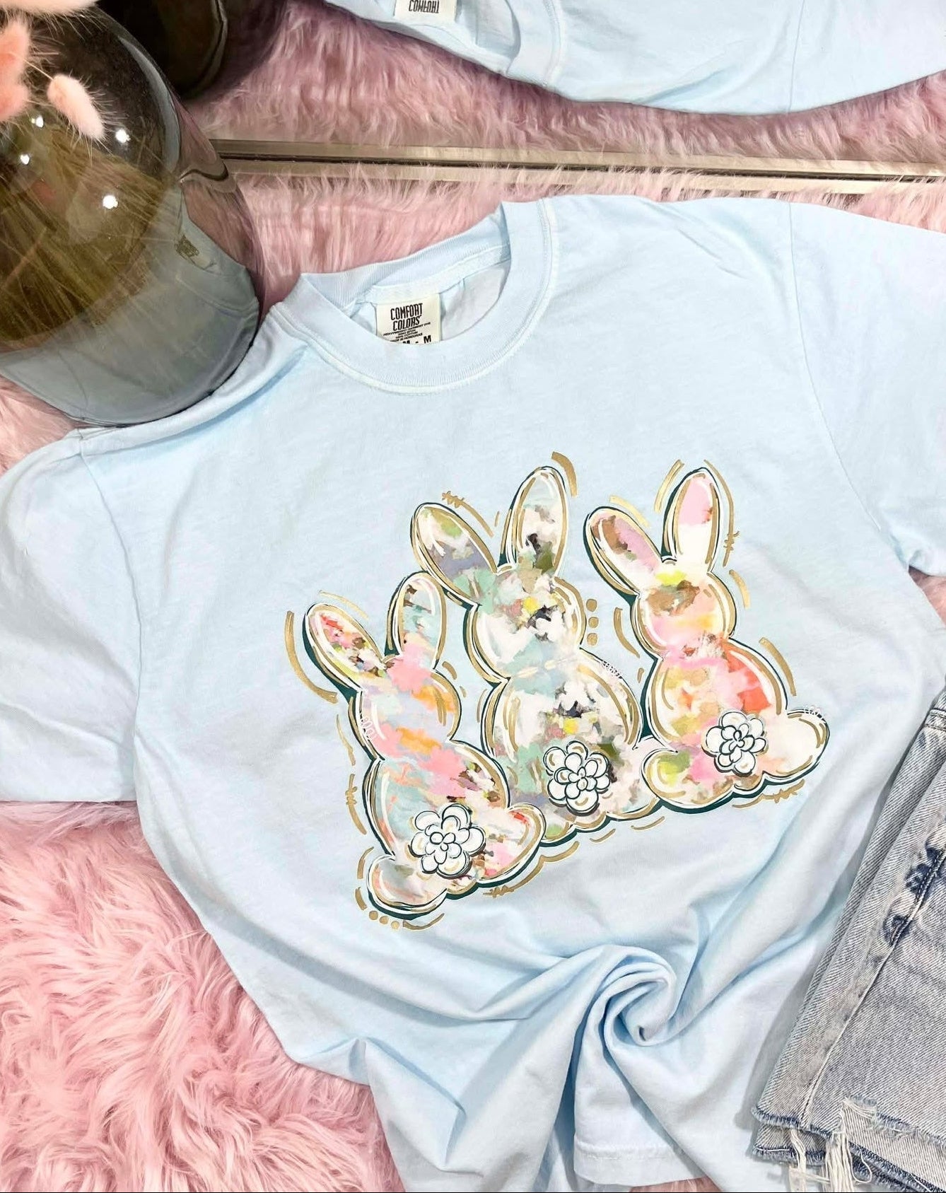 Watercolor Easter Bunny Trio DTF Top