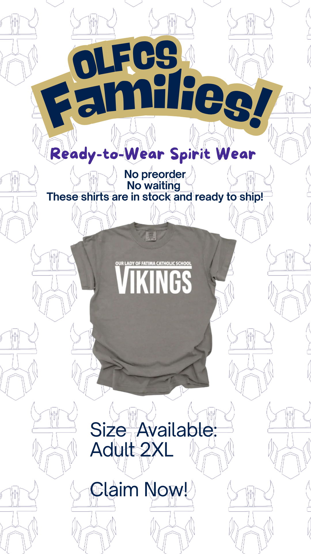 Adult Size OLFCS Classic Vikings Tee With White Logo